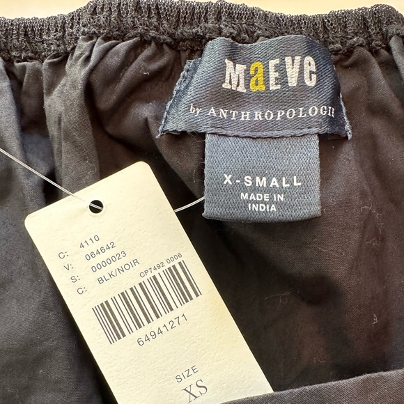 Anthropologie Maeve Tiered Tulle Tunic Blouse Black NWT Women’s Size X-Small - Picture 10 of 13